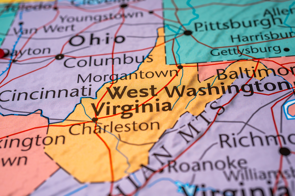Photo of map of west virginia