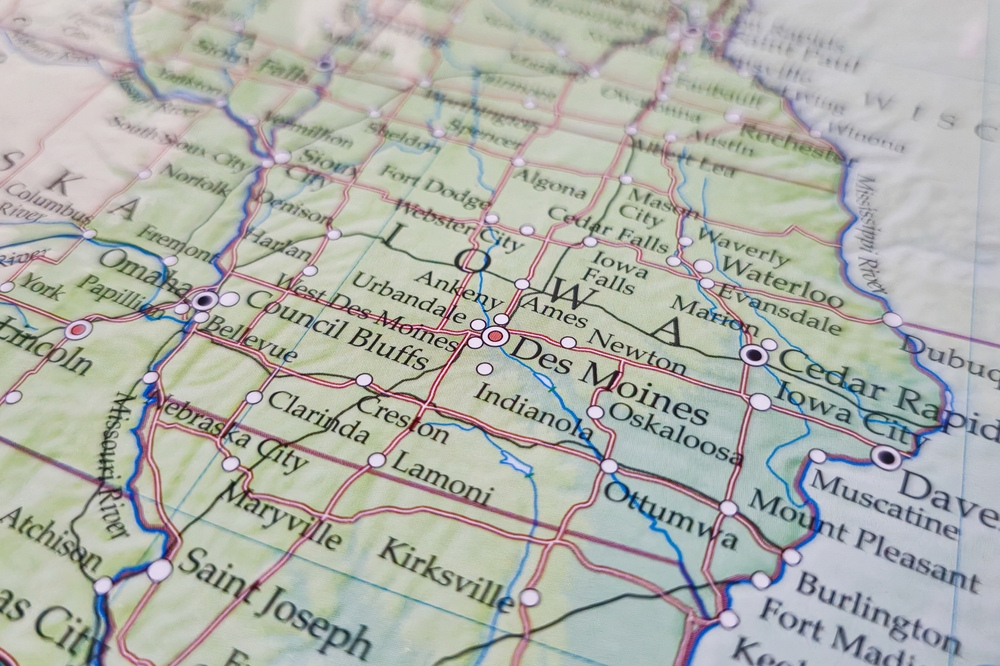 Photo of the map of Iowa