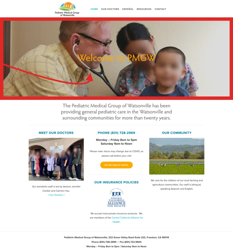 Website for Pediatric Medical Group of Watsonville still shows image of Dr. Patrick Clyne - LLN