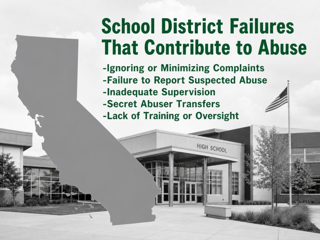 Graphic about School District Failures That Contribute to Abuse for School Abuse page on File Abuse Lawsuit